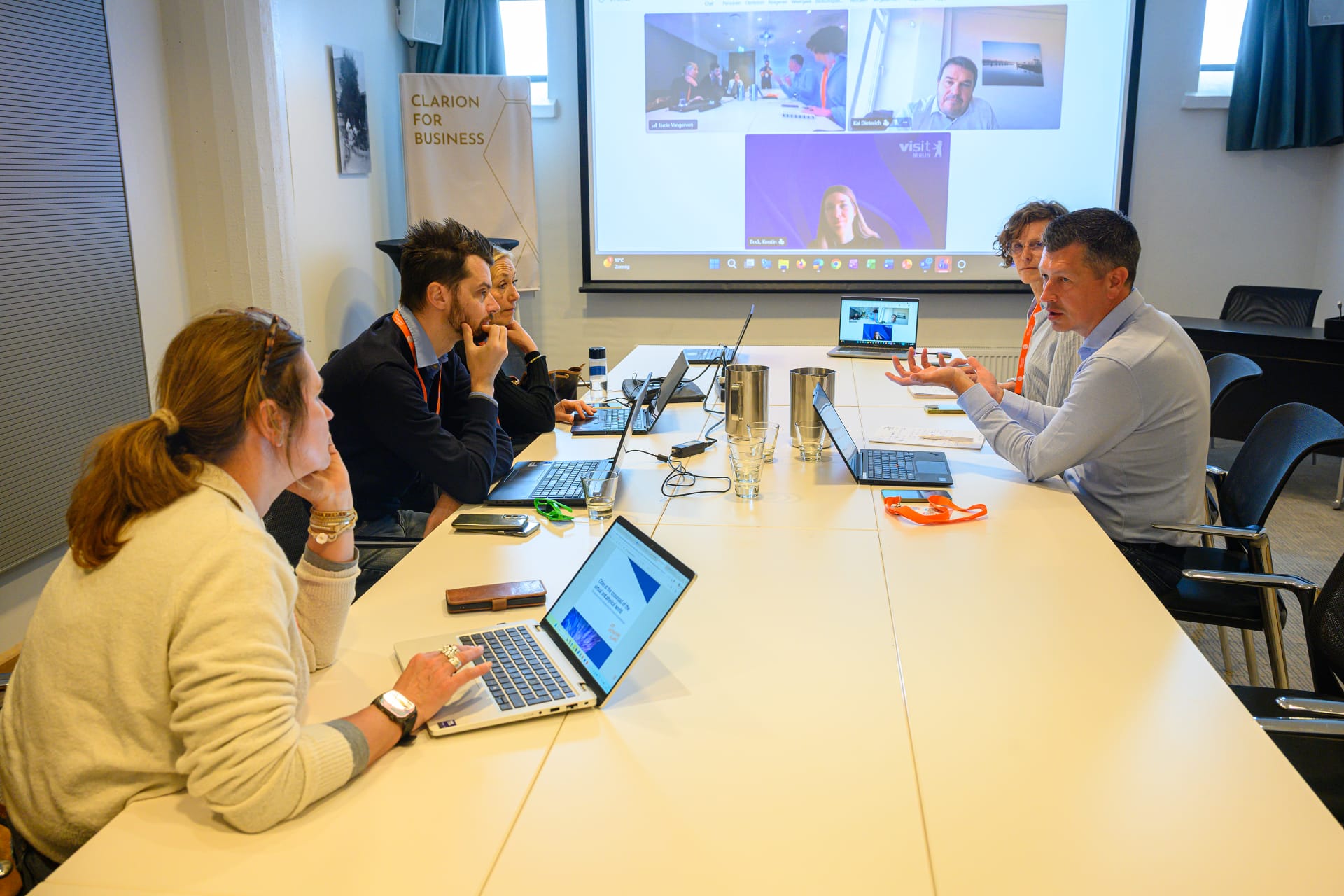 Representative of the Municipality of Genoa seated with the other members of the Trend Room group