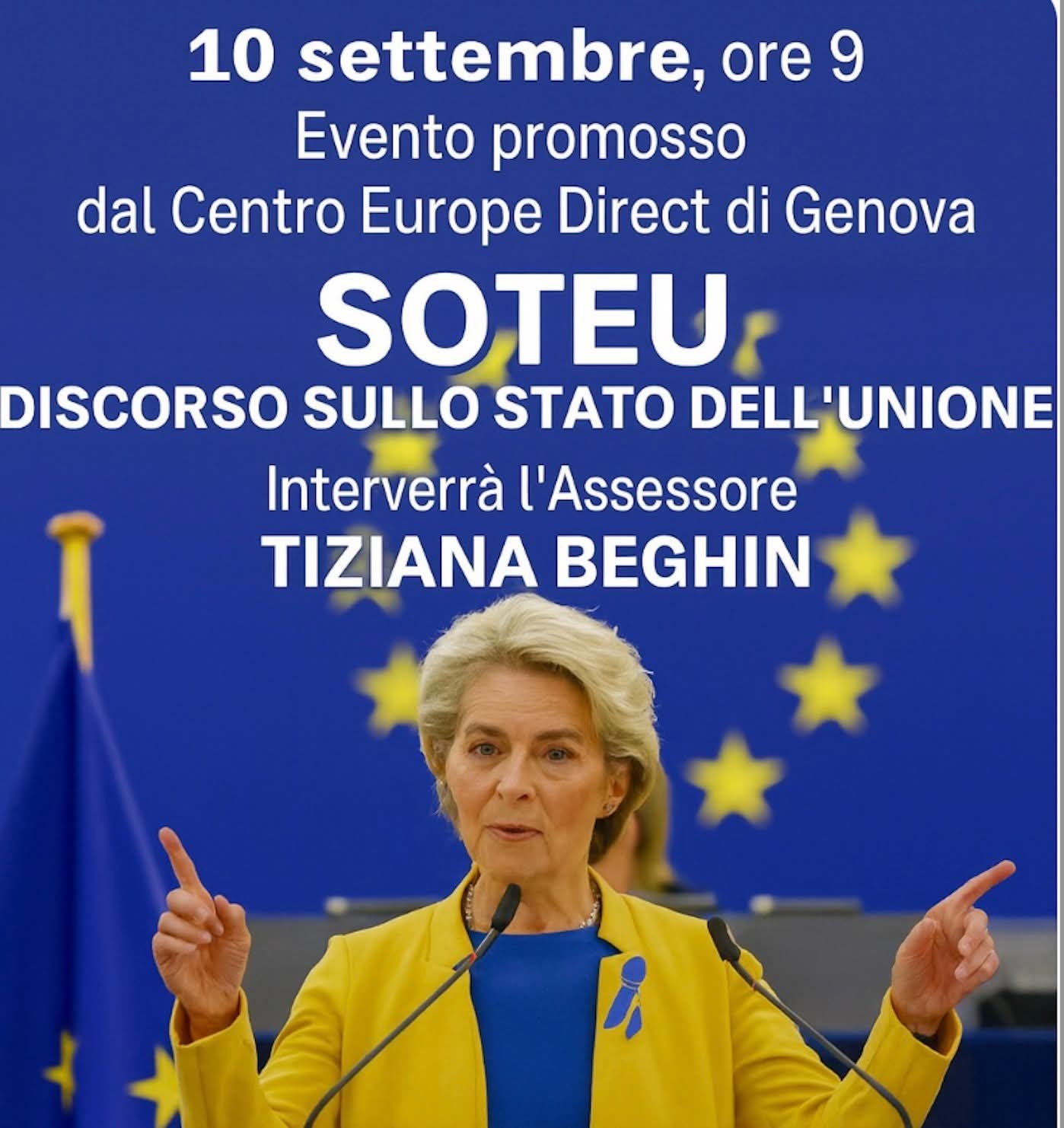 Locandina sull'evento pubblico sul discorso annuale sullo Stato dell'Unione Europea