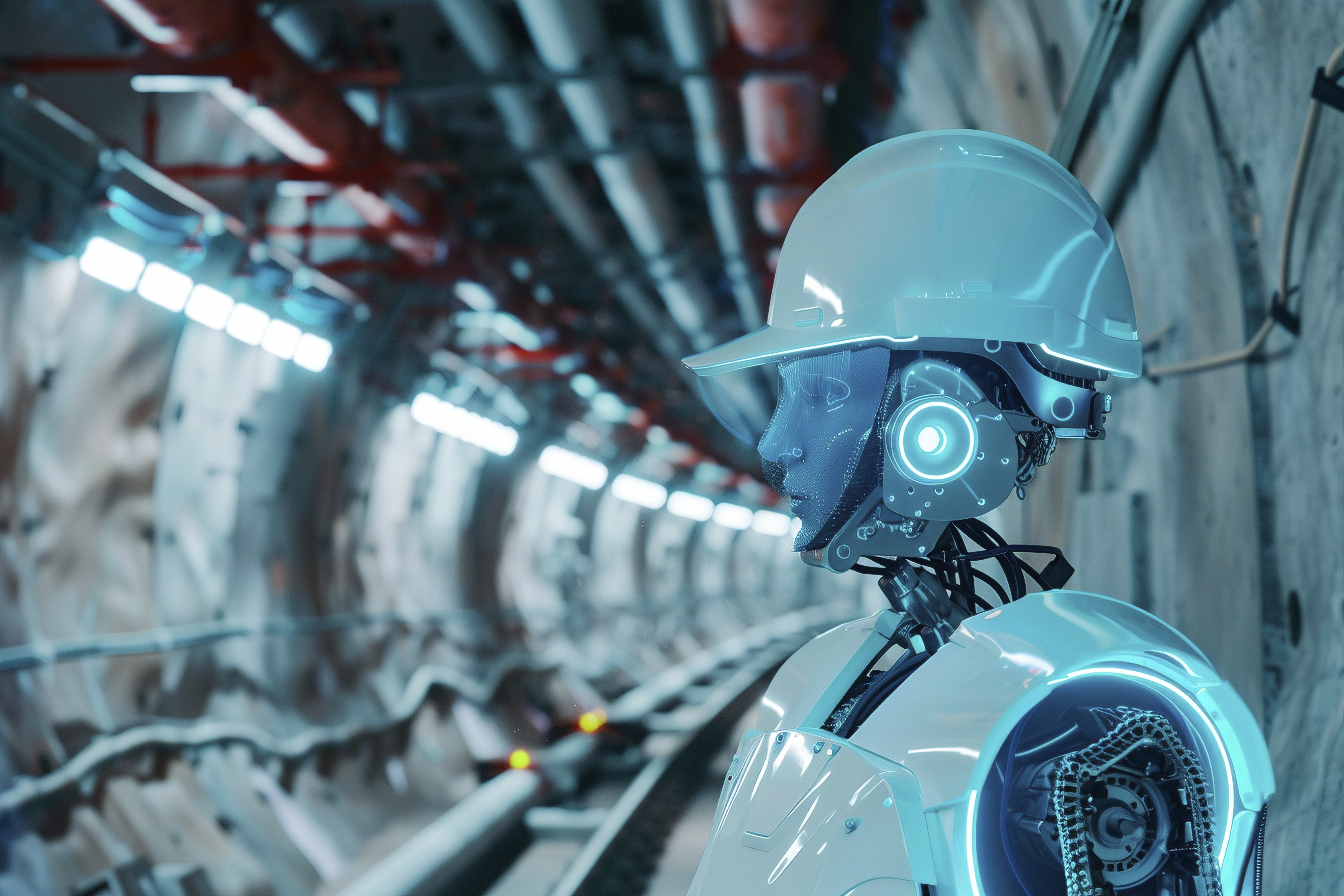 Humanoid robot inside a firm Humanoid robot